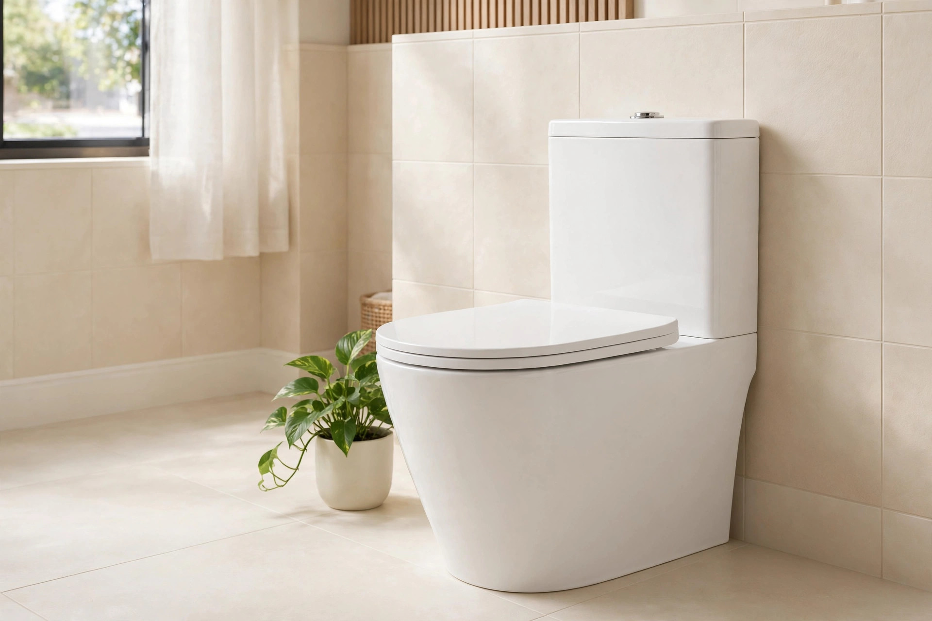Newly installed modern white toilet in an Arcadia bathroom — repair or replace guide